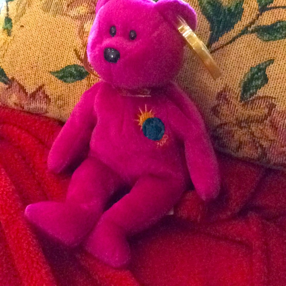 Ty Millenium purple beanie bear - 2000 on chest